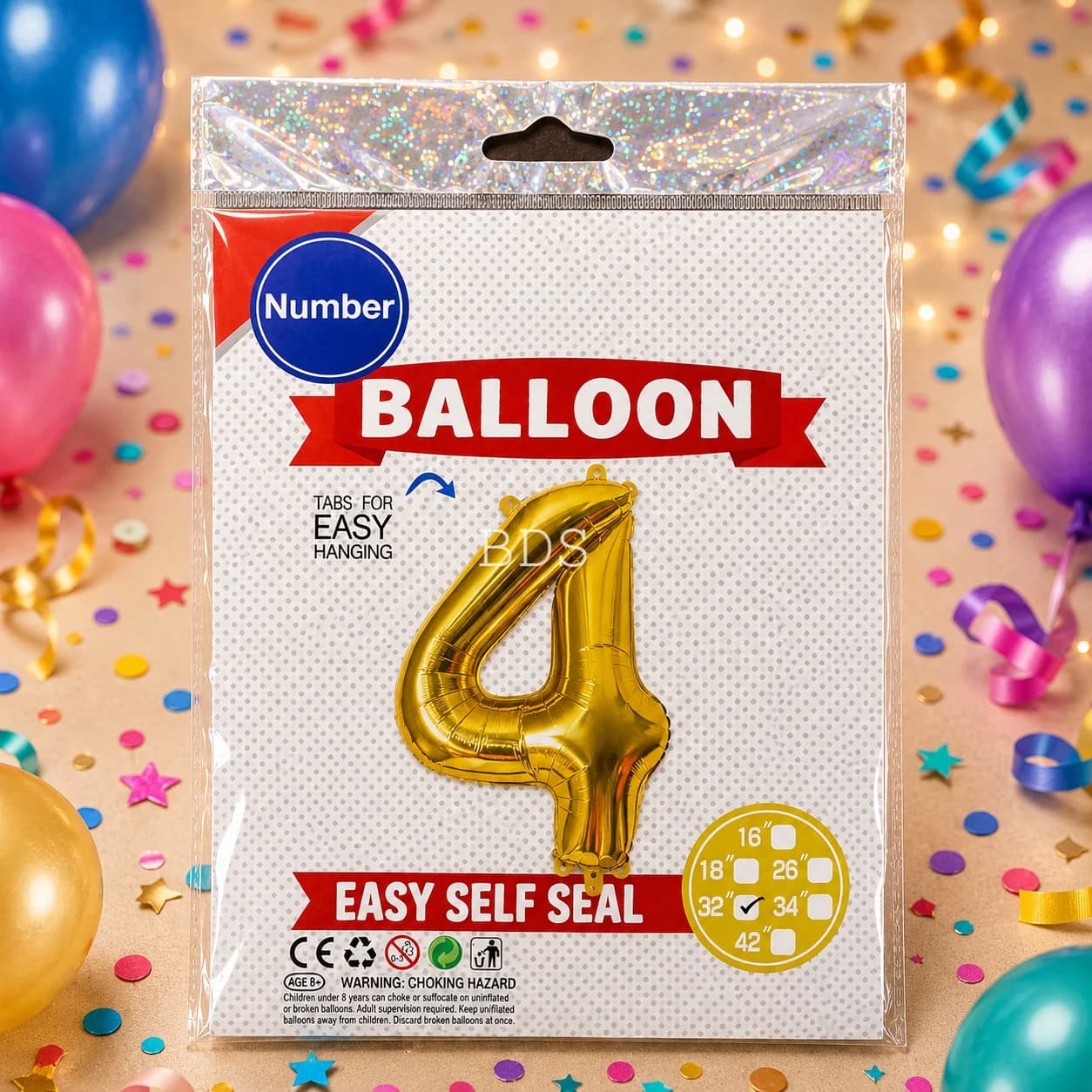 Gold Foil Number 4 Balloon