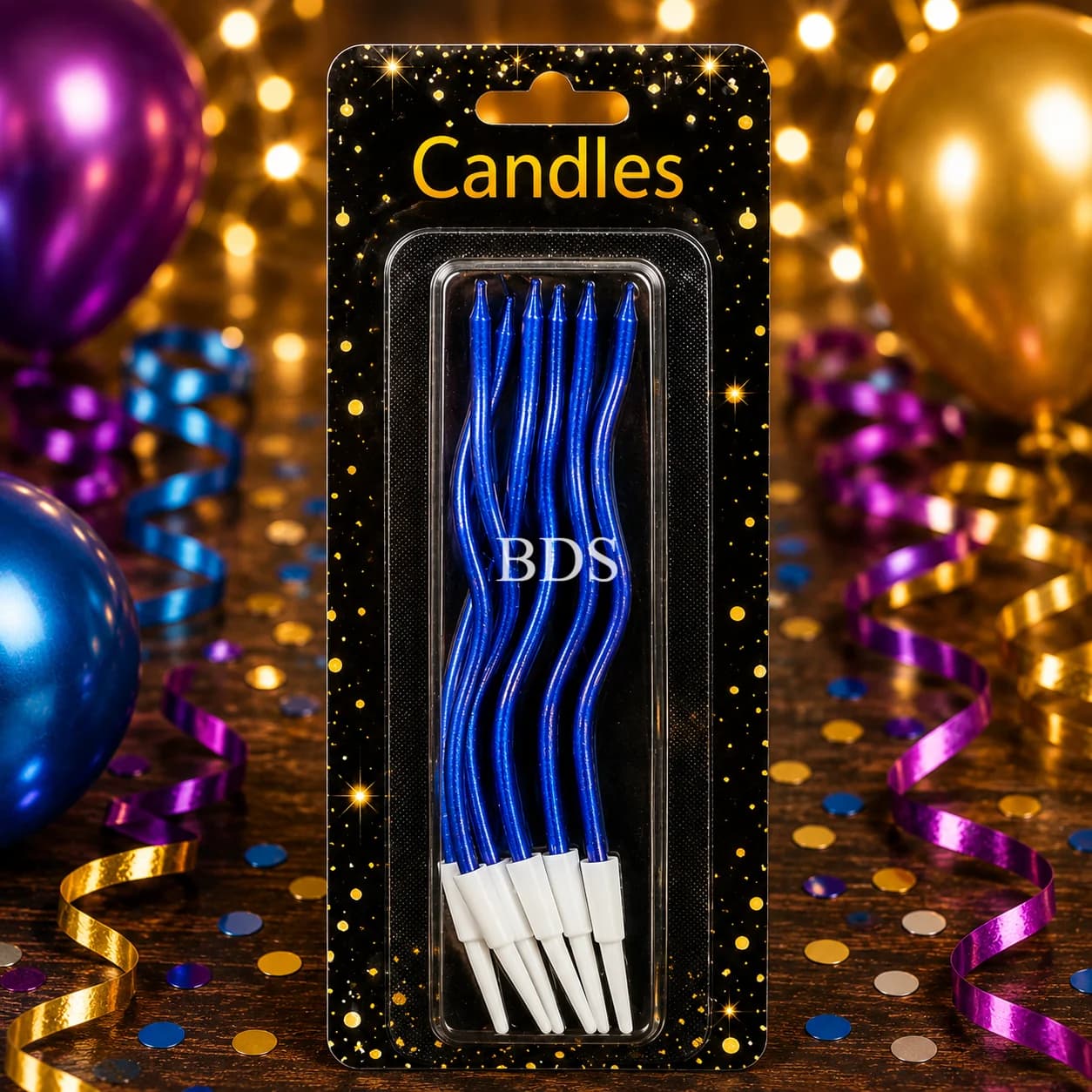 Metallic Blue Wavy Birthday Candles - Pack of 5