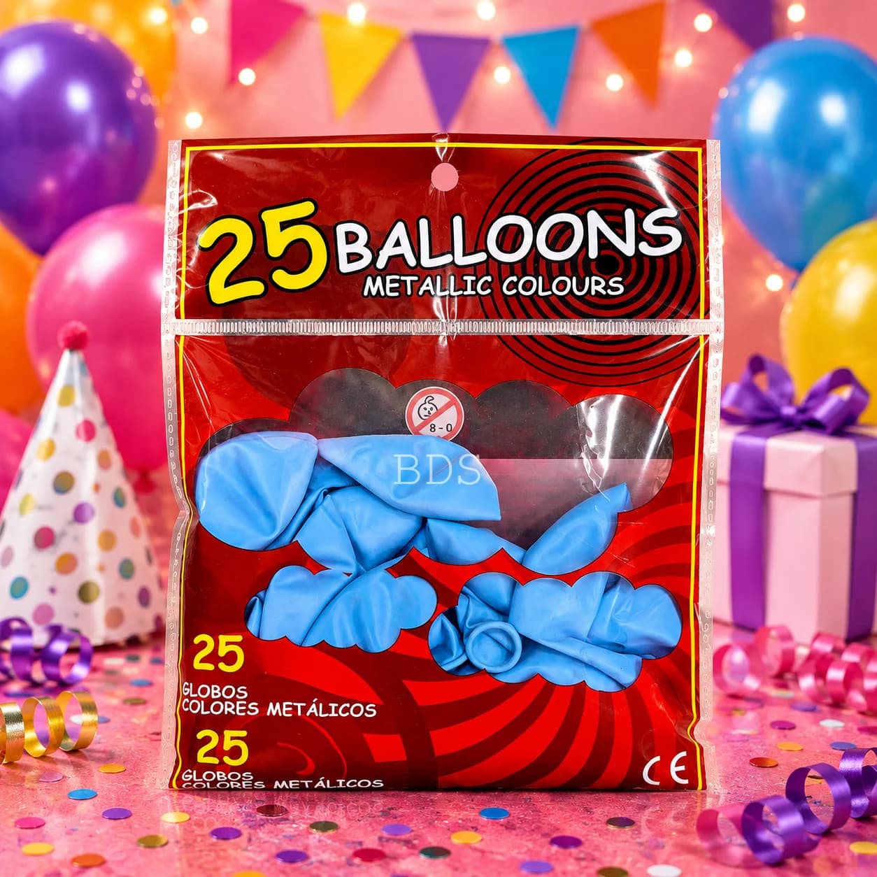 Metallic Light Blue Latex Balloons (Pack of 25)