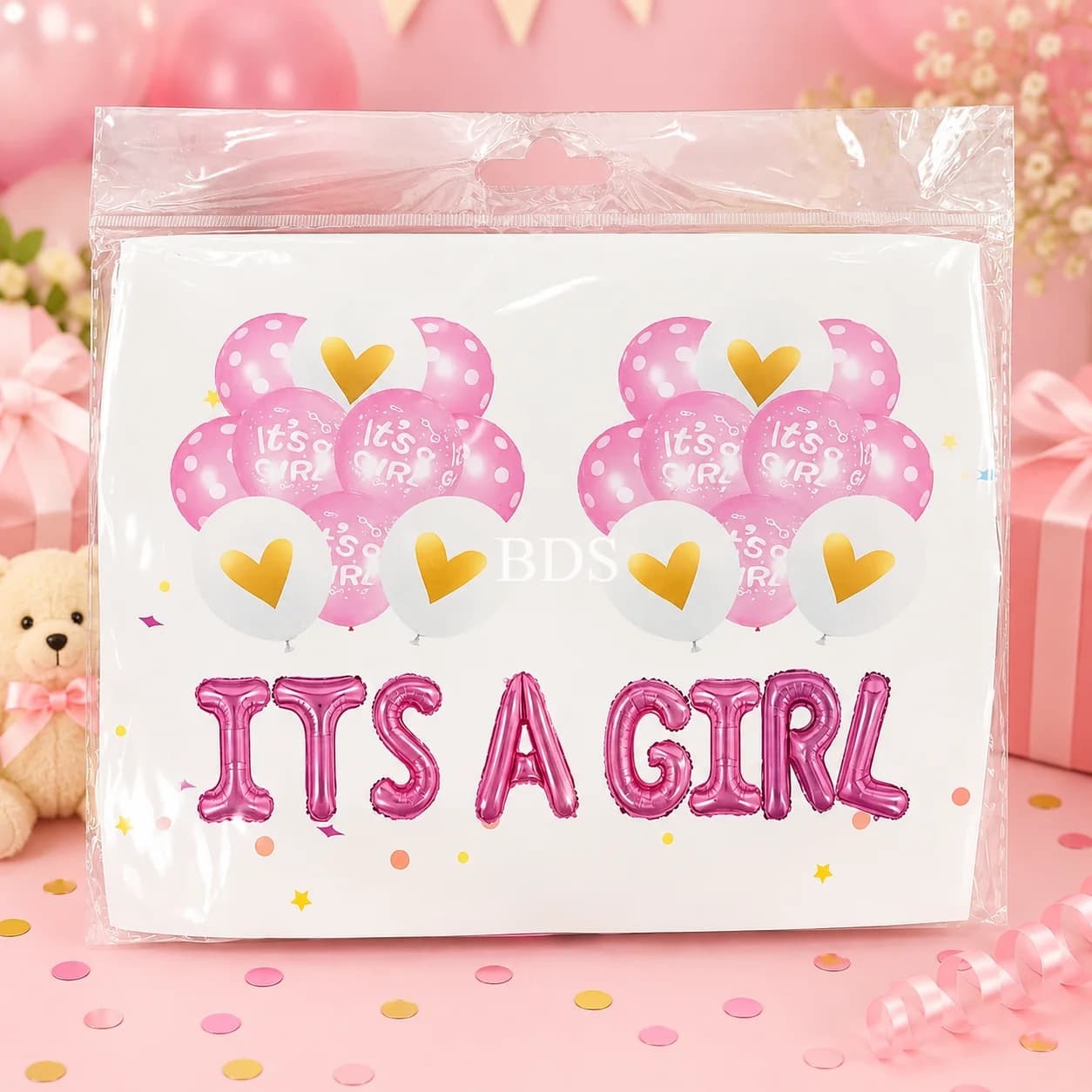 It's A Girl Foil and Latex Balloon Decoration Set