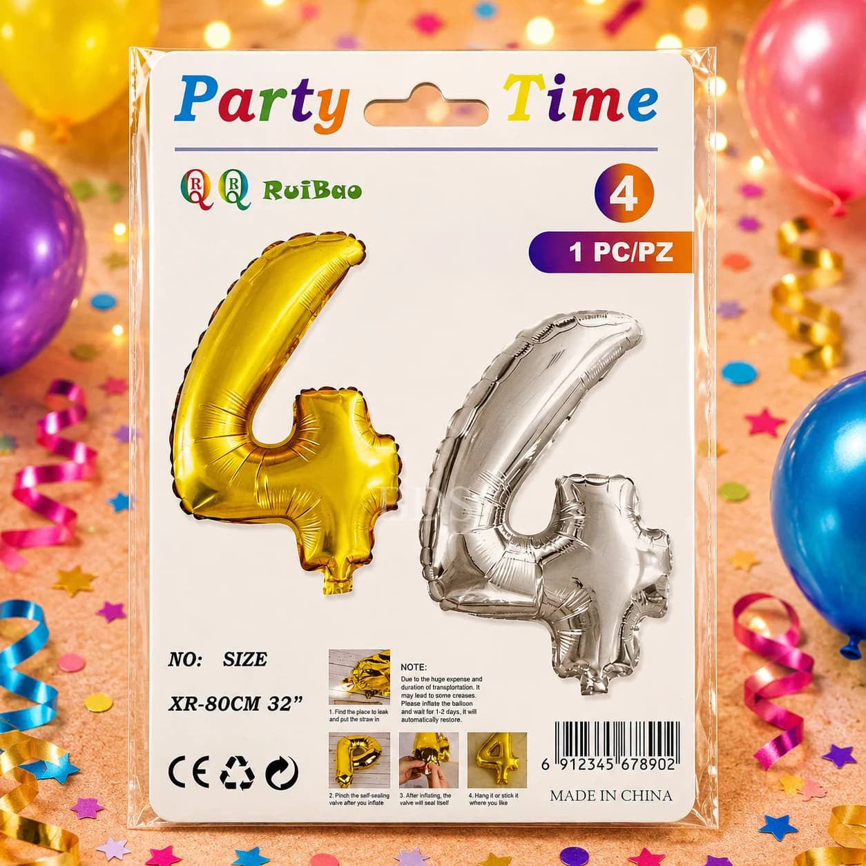 Number "4" Foil Balloon (32 Inch / 80 cm)