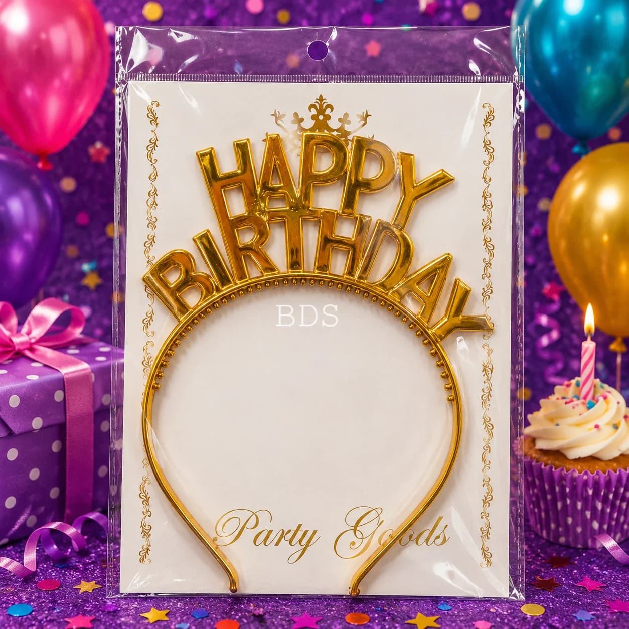 Gold Crown "HAPPY BIRTHDAY" Metal Headband / Tiara