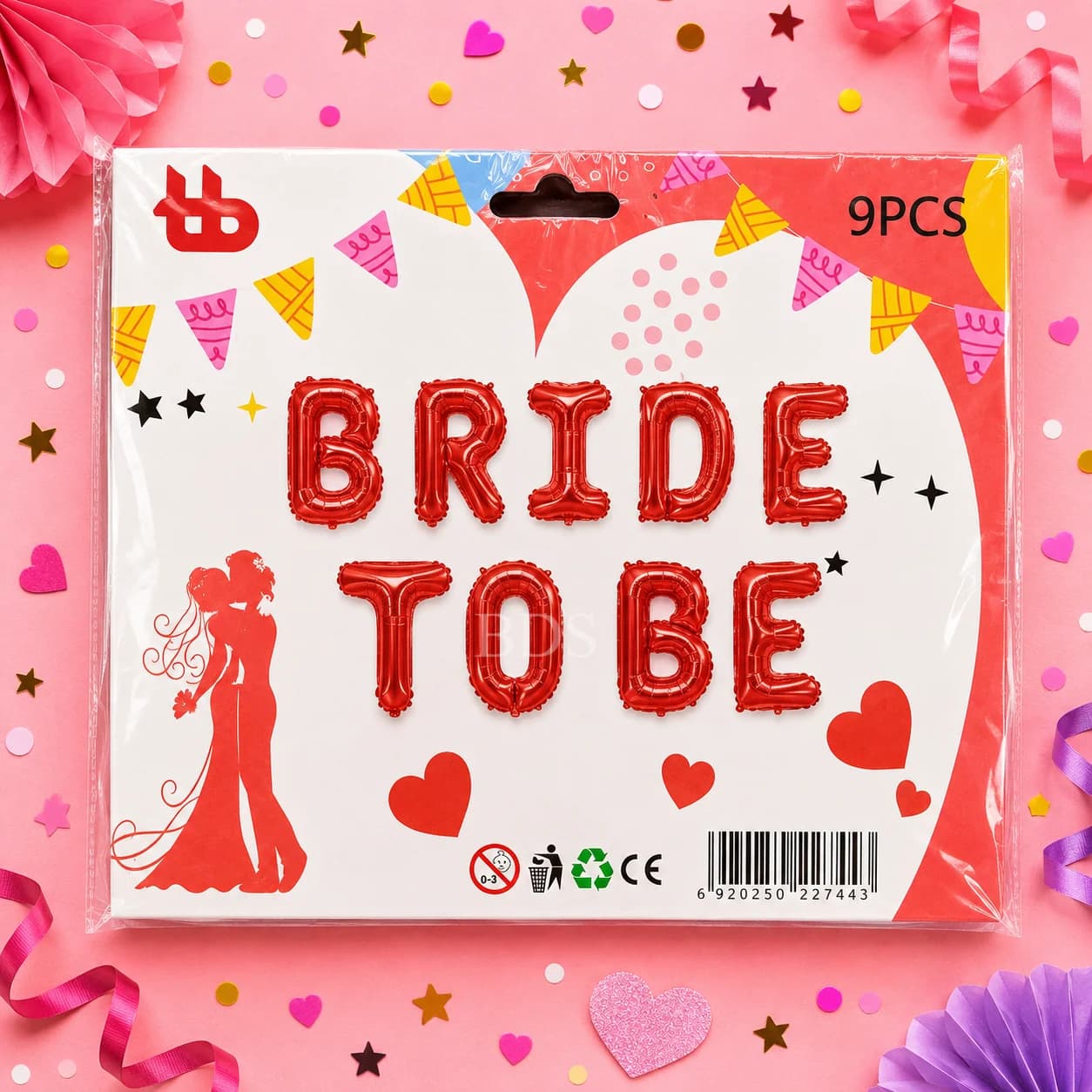 Red Bride To Be Foil Letter Balloon Set (9 Pieces)