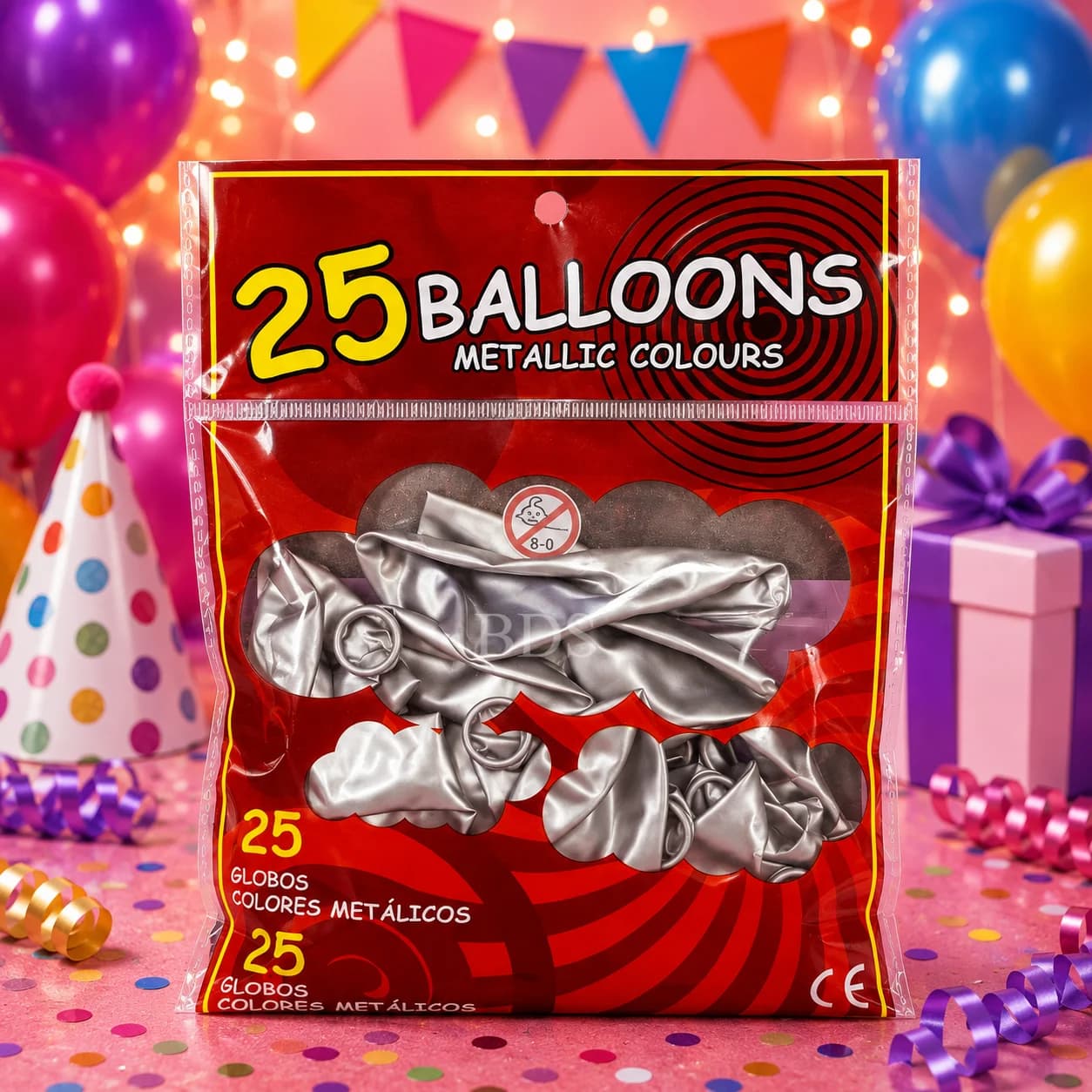 Metallic Silver Balloons - Pack of 25
