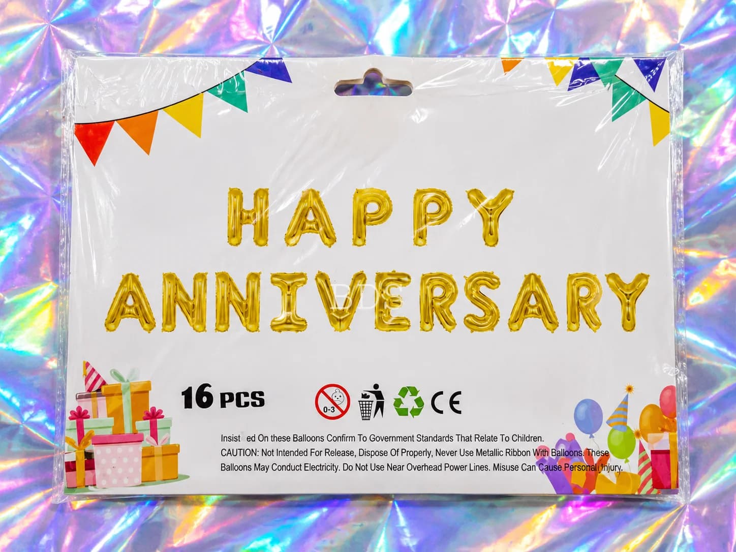 Golden "HAPPY ANNIVERSARY" Foil Alphabet Balloon Set (16 Pcs)
