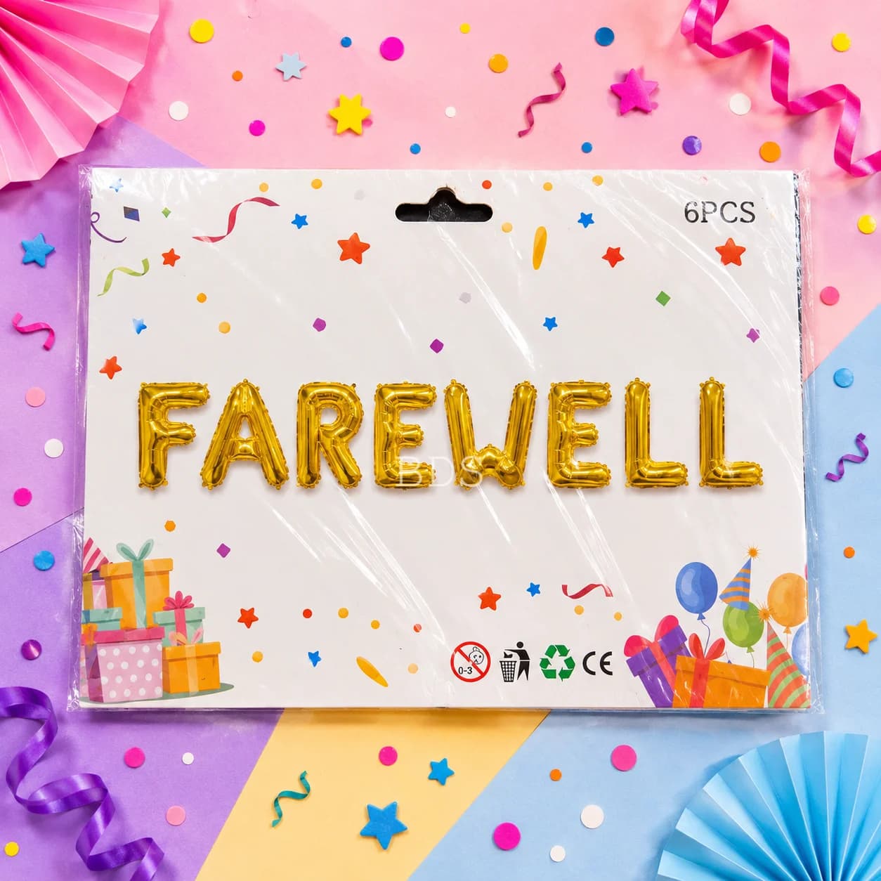 Golden "FAREWELL" Foil Alphabet Balloon Set (9 Pcs)
