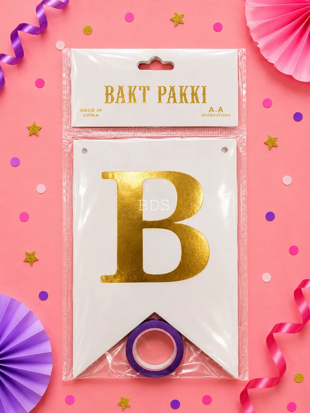 Gold Foil Letter B Pennant Party Banner Set