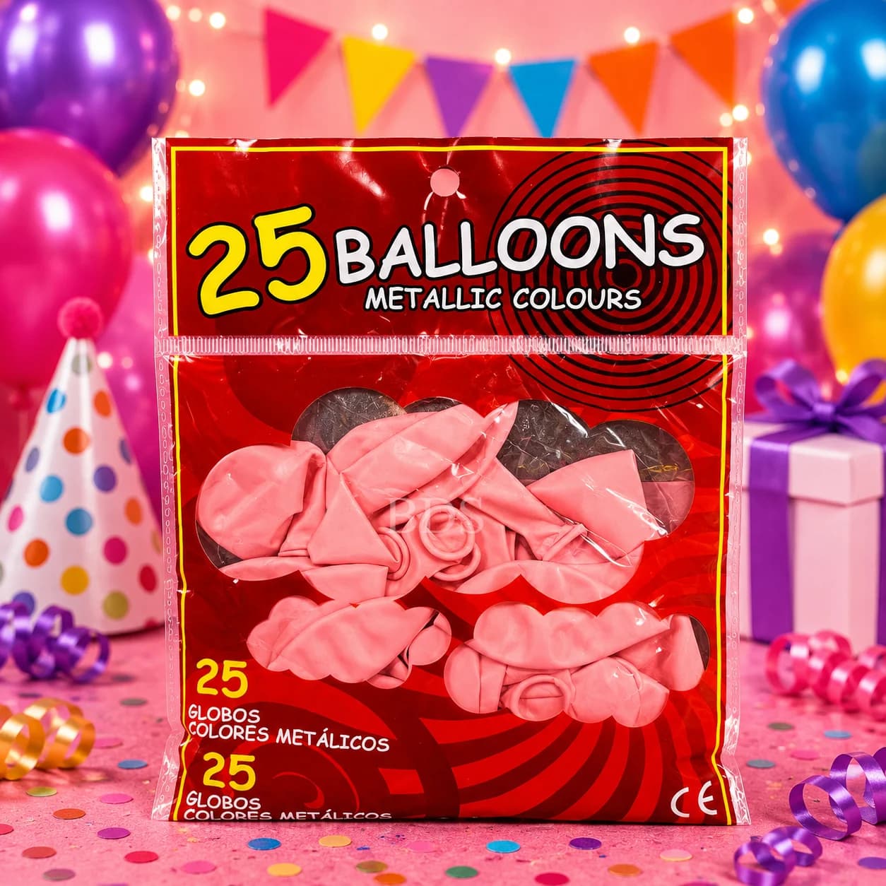 Metallic Light Pink Latex Balloons (Pack of 25)