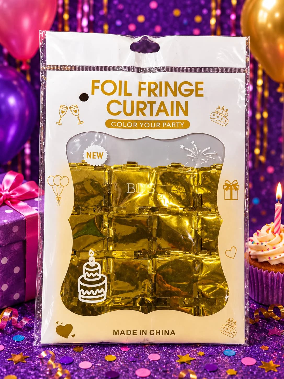 Gold Metallic Foil Fringe Curtain Party Decoration