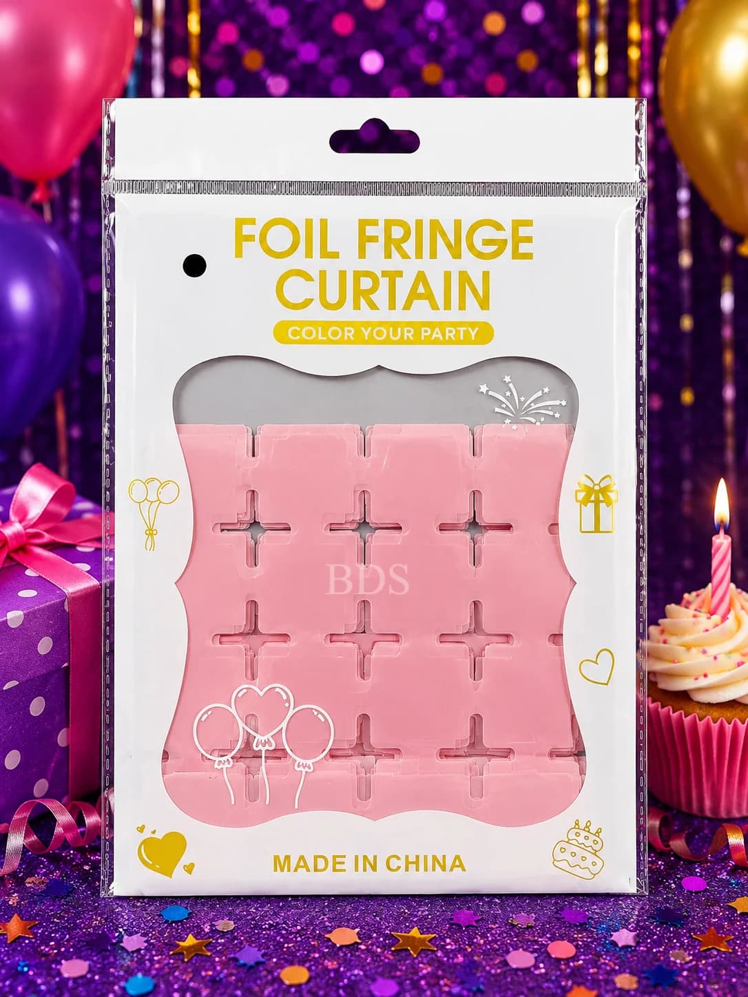 Light Pink Foil Fringe Curtain Party Backdrop