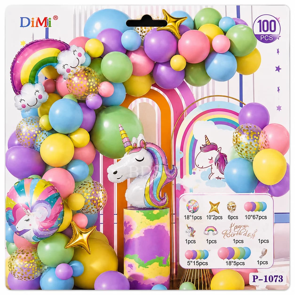 100-Piece Pastel Unicorn Theme Balloon Garland Arch Kit