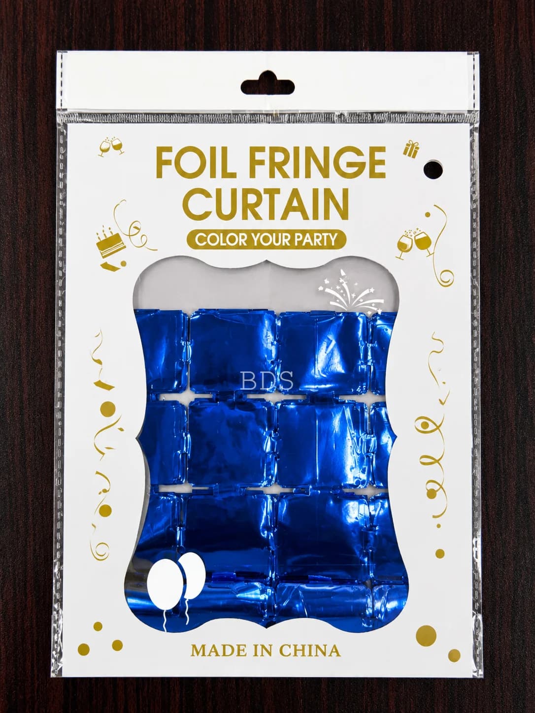 Metallic Blue Foil Fringe Curtain Backdrop
