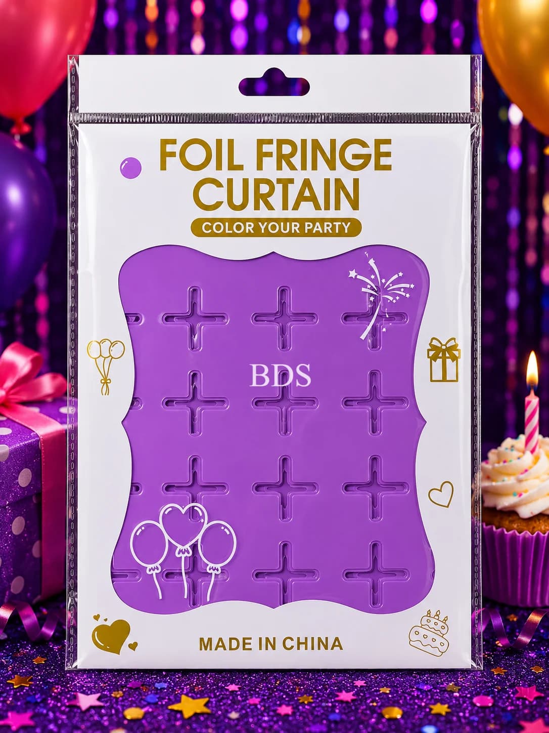 Purple Metallic Foil Fringe Backdrop Curtain
