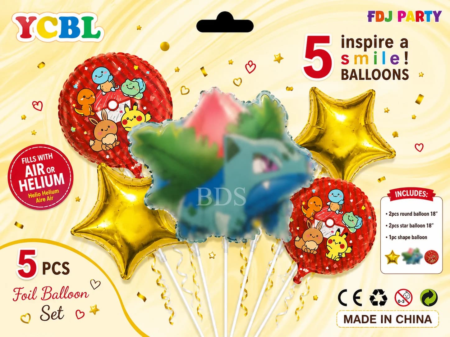 Basic Information Product Name: Pokémon Bulbasaur Theme Foil Balloon Set (5 Pcs)