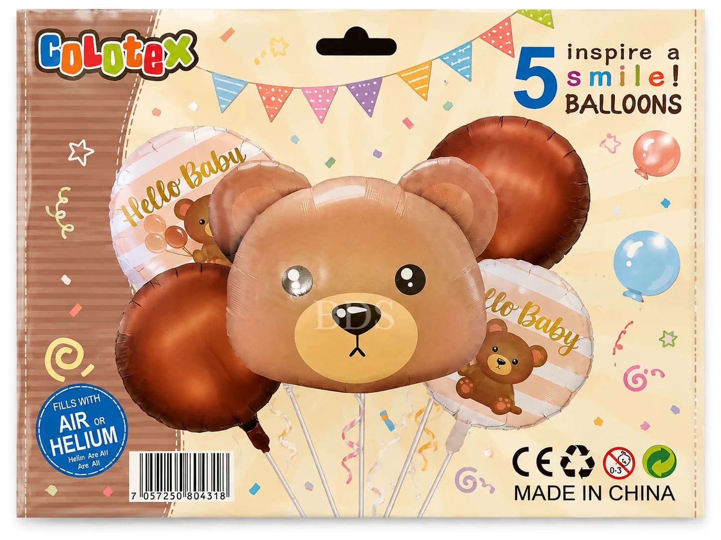 Name: Teddy Bear "Hello Baby" Theme Foil Balloon Set (5 Pcs)