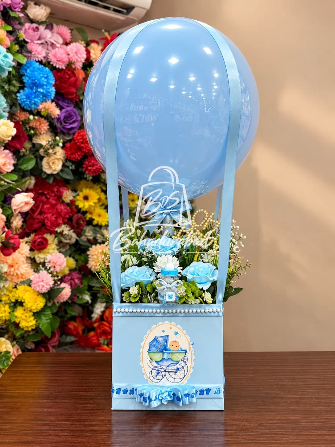 Baby Boy Hot Air Balloon Gift Basket
