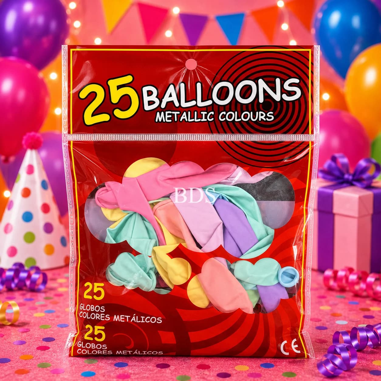 25-Piece Metallic Latex Balloons Pack - Multicolor