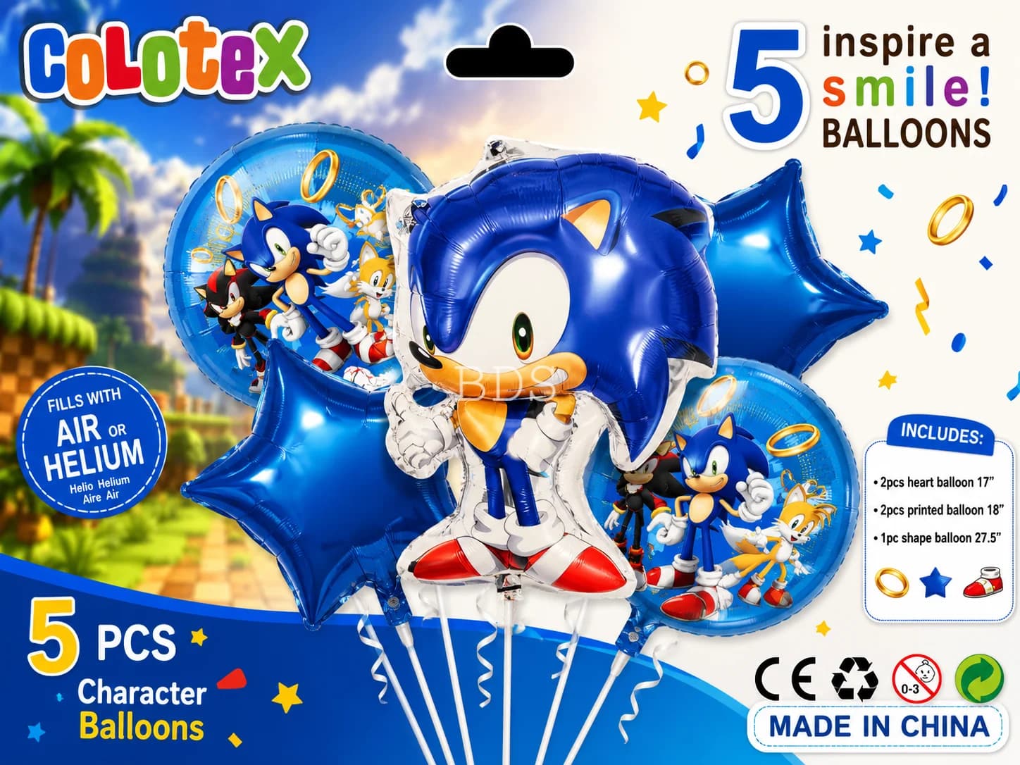 Sonic the Hedgehog 5-Piece Foil Balloon Set