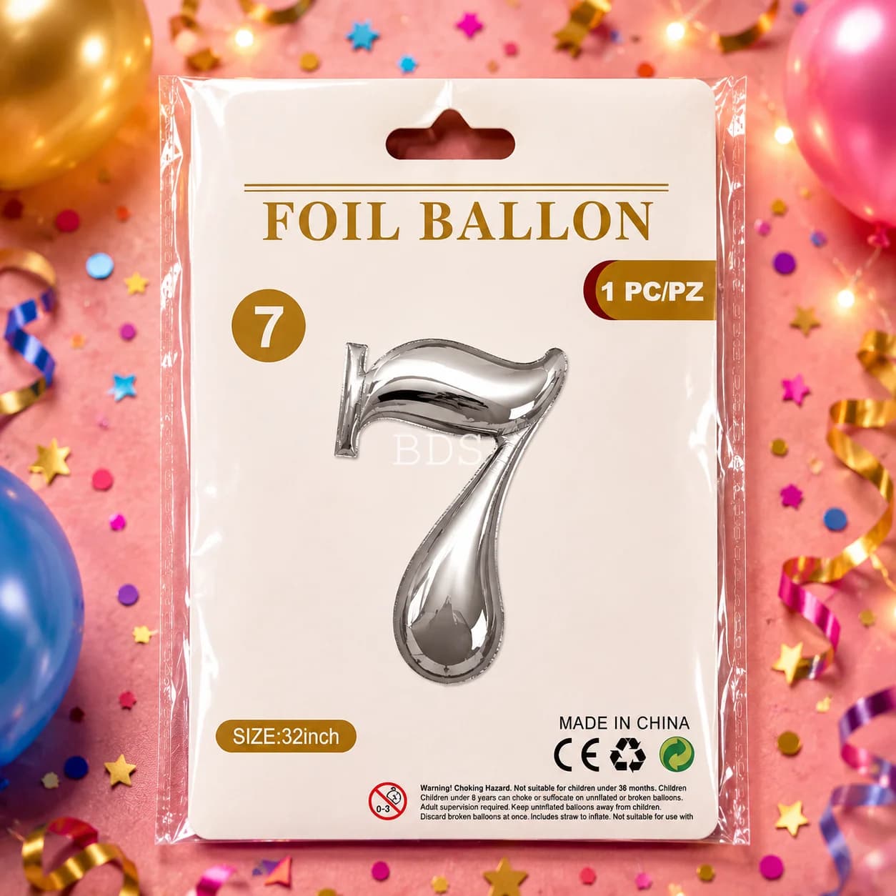 Silver Number 7 Foil Balloon (32 Inch)