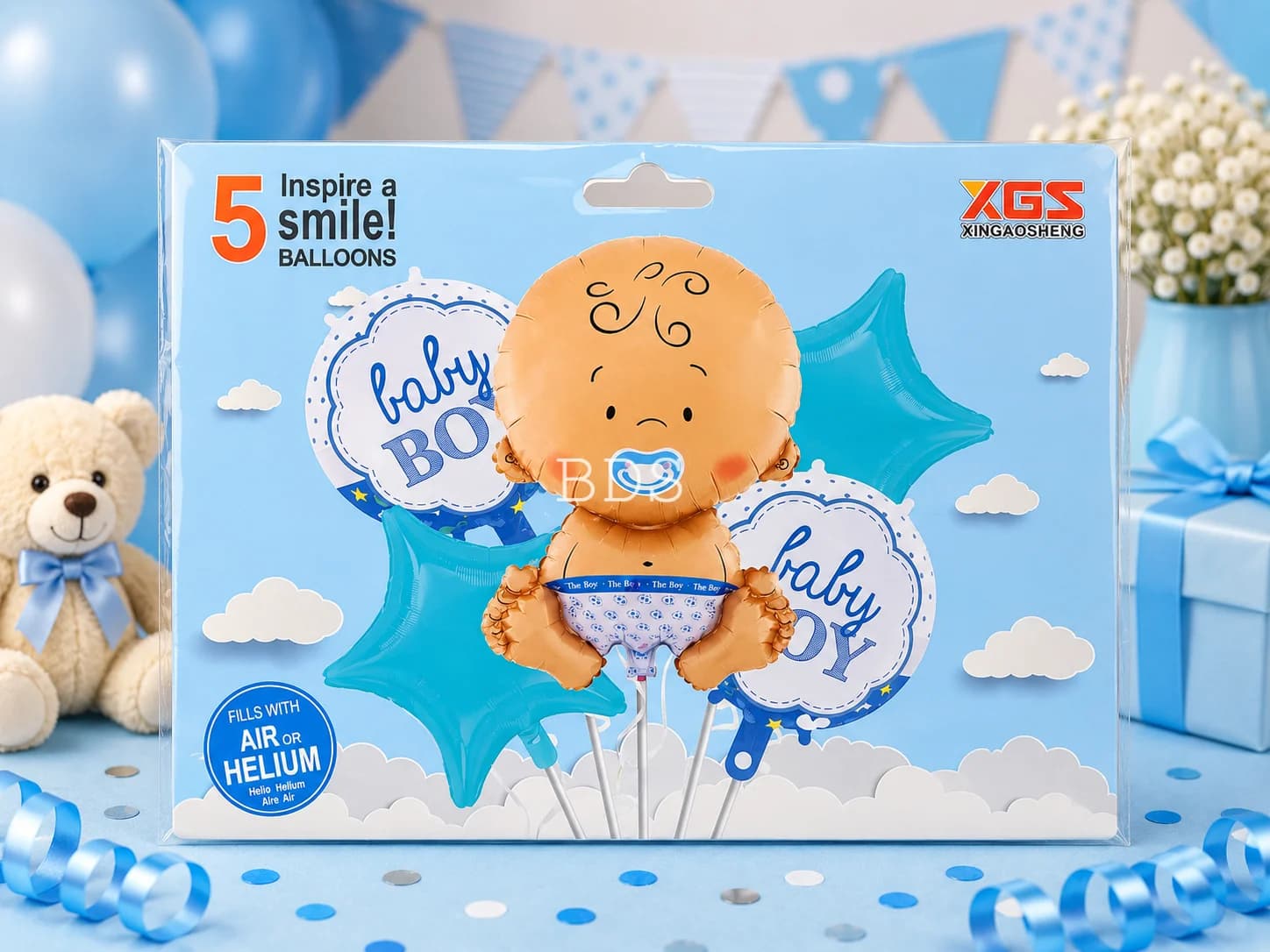 XGS Baby Boy 5 Pcs Foil Balloon Set